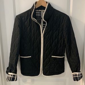 Burberry quilted jacket women’s size medium black and white